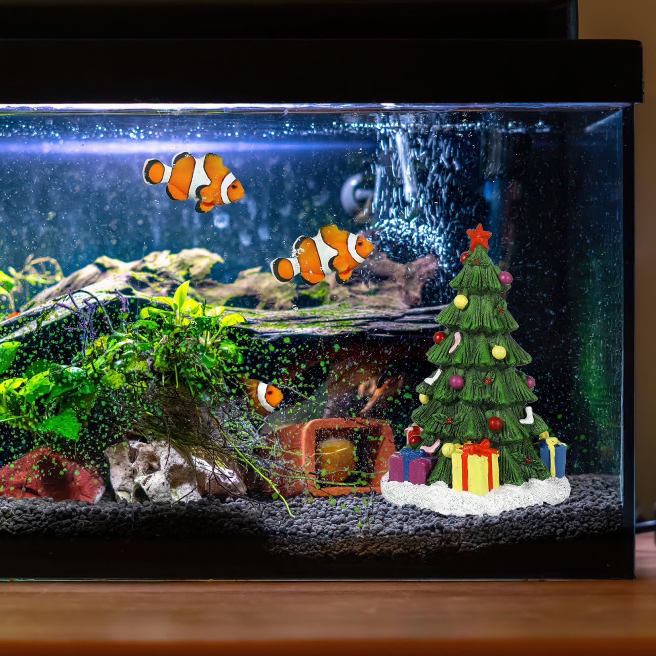 POPETPOP artificial resin aquarium tree enhances decor while providing shade and exploration space for small fish