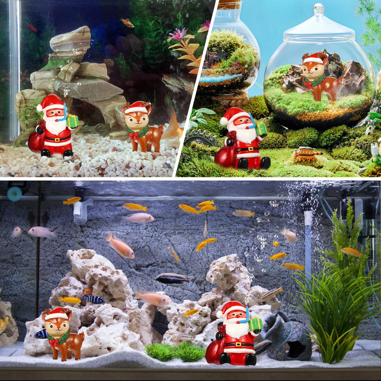 POPETPOP Christmas aquarium desktop decor brightens office spaces with festive appeal.