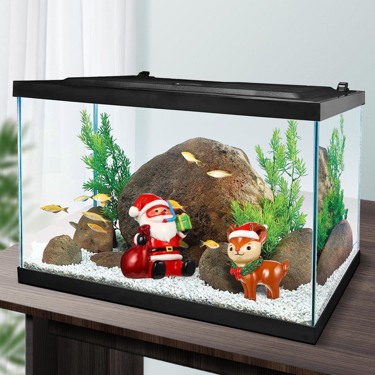 POPETPOP Christmas aquarium reindeer adds seasonal charm to your tank.
