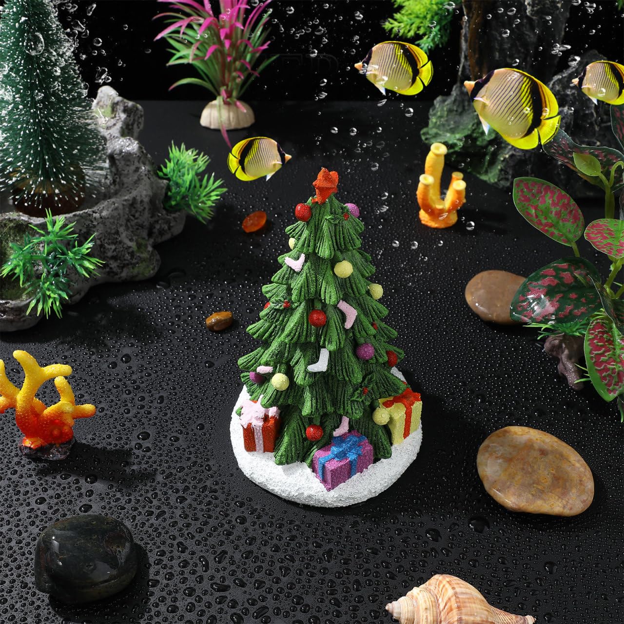POPETPOP colorful Christmas tree aquarium ornament brightens the tank and complements fish colors