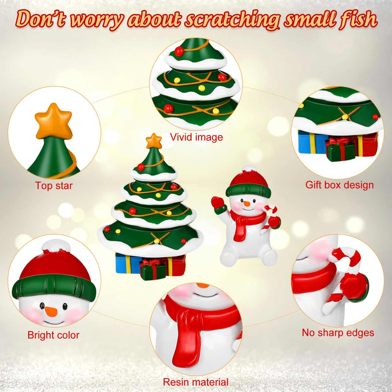 POPETPOP resin Christmas-tree ornament creates a cozy micro-landscape in aquarium