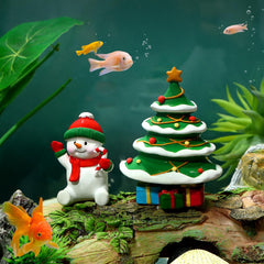 POPETPOP snowman aquarium ornament brings cheerful holiday vibe to your tank