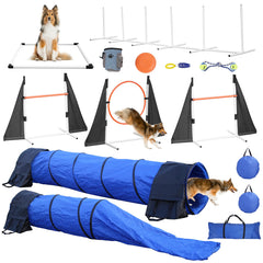 POPMOON agility dog jumps with adjustable height for backyard training.