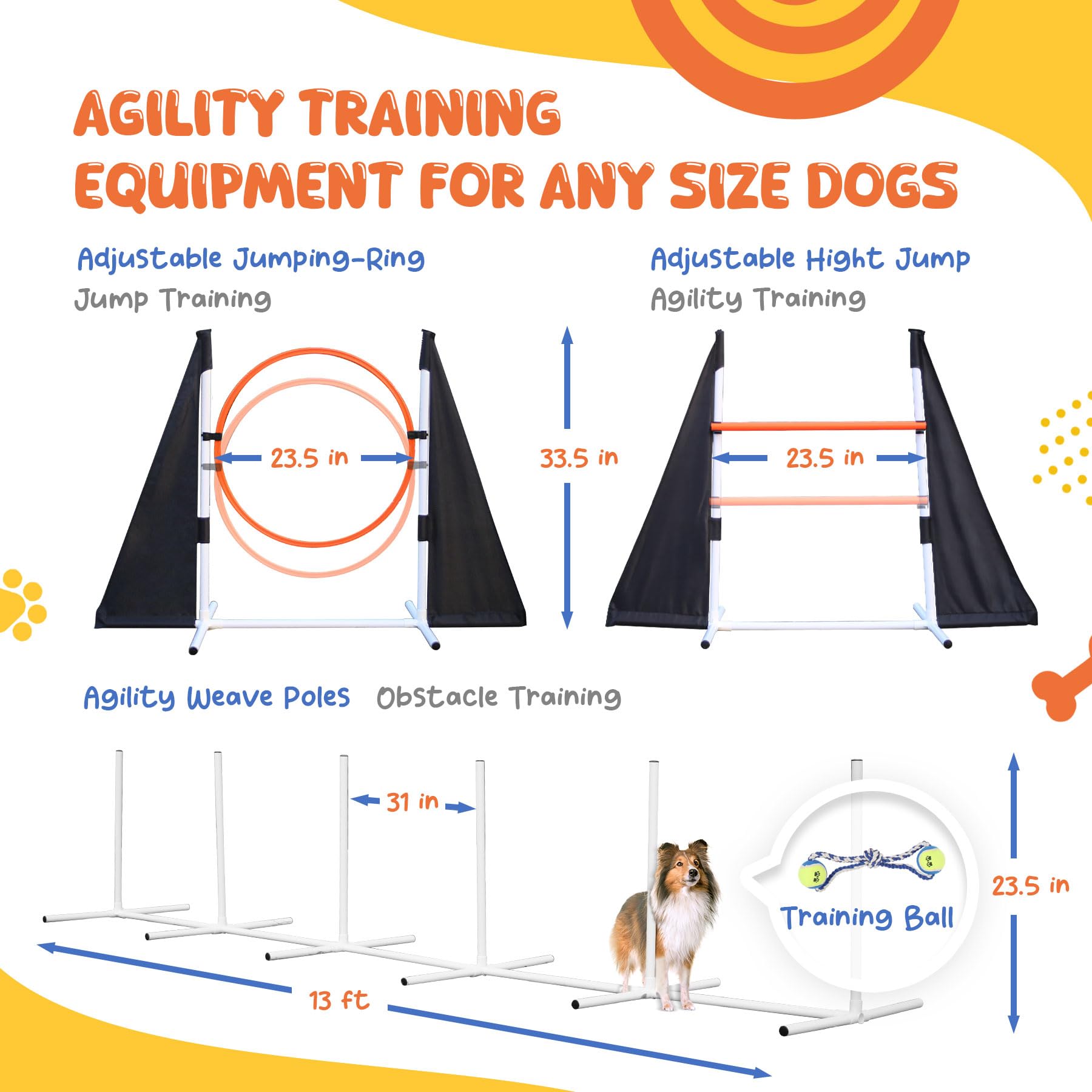POPMOON training ball adds interactive play during agility practice.