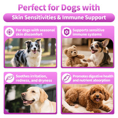 Poppaw allergy chews soft chews chicken close-up supports coat health