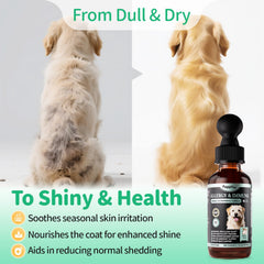 POPPAW chicken-flavor drops close-up showing palatable daily dosing for dogs.