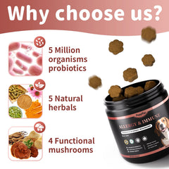 Poppaw dog eating allergy chews shows palatable daily use.