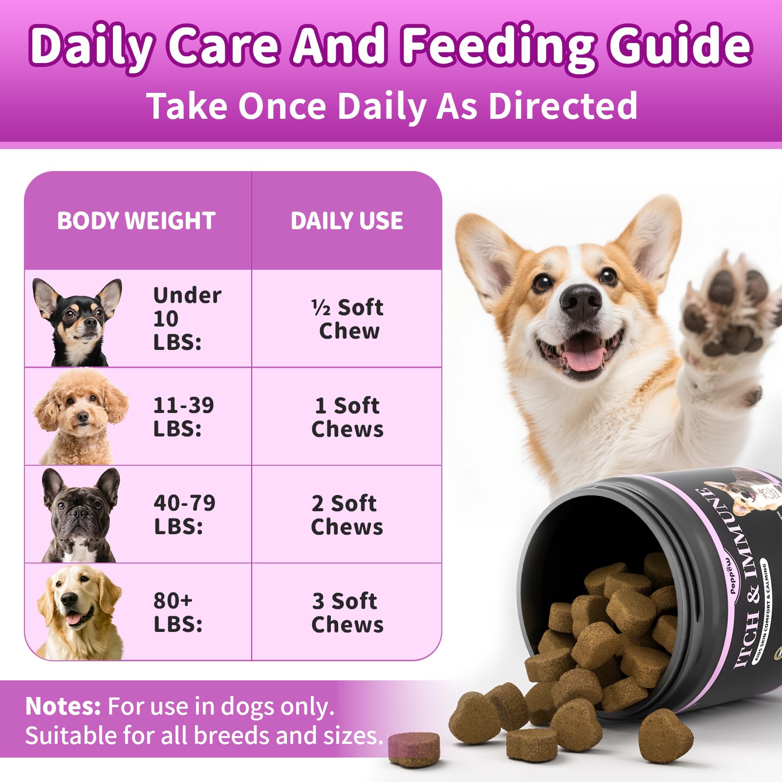 POPPAW Immune support licorice root ingredients image suggests seasonal resilience for dogs.