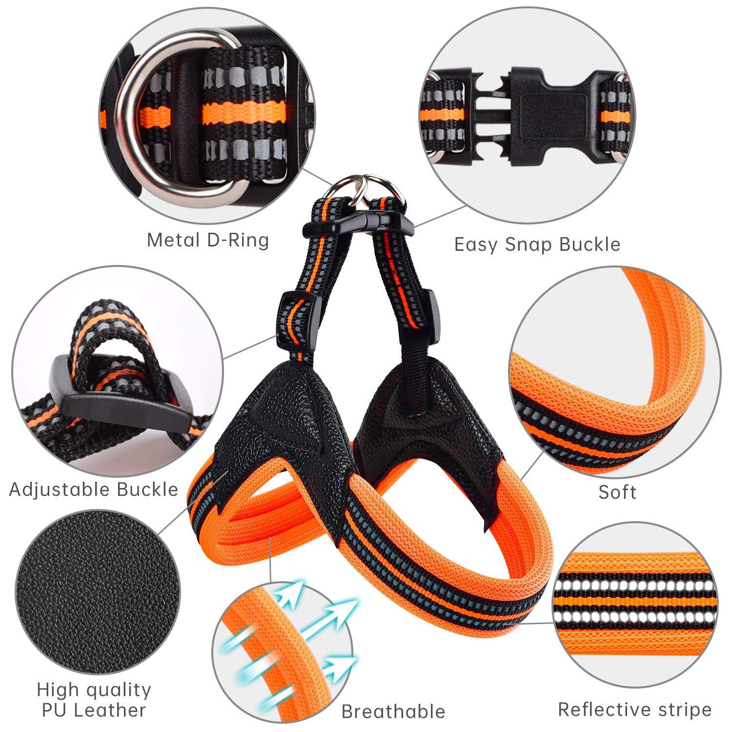 PORDLIE dog harness back view highlights easy attachment and comfortable wear