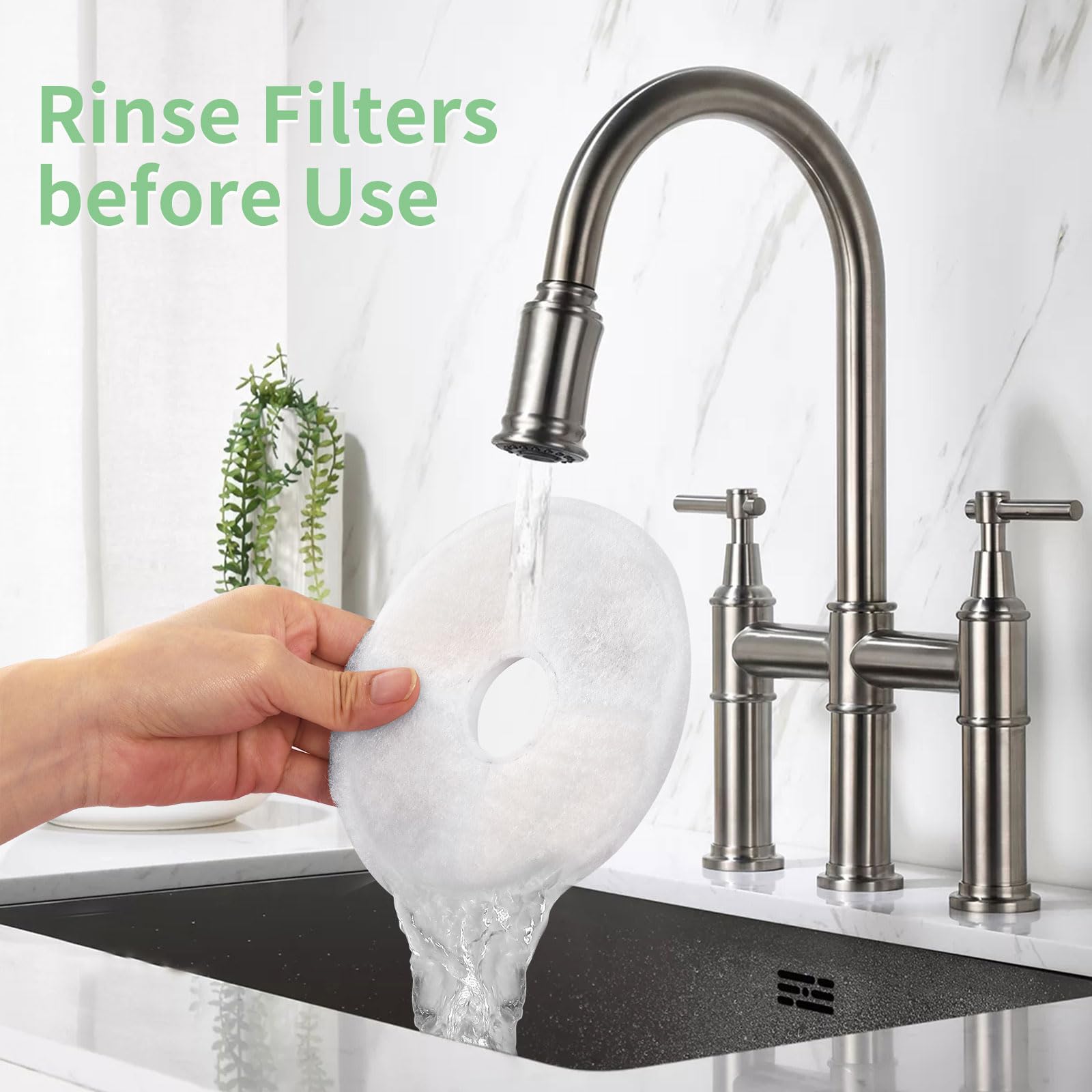Porens soak foam filter for 5 minutes before use to activate filtration.
