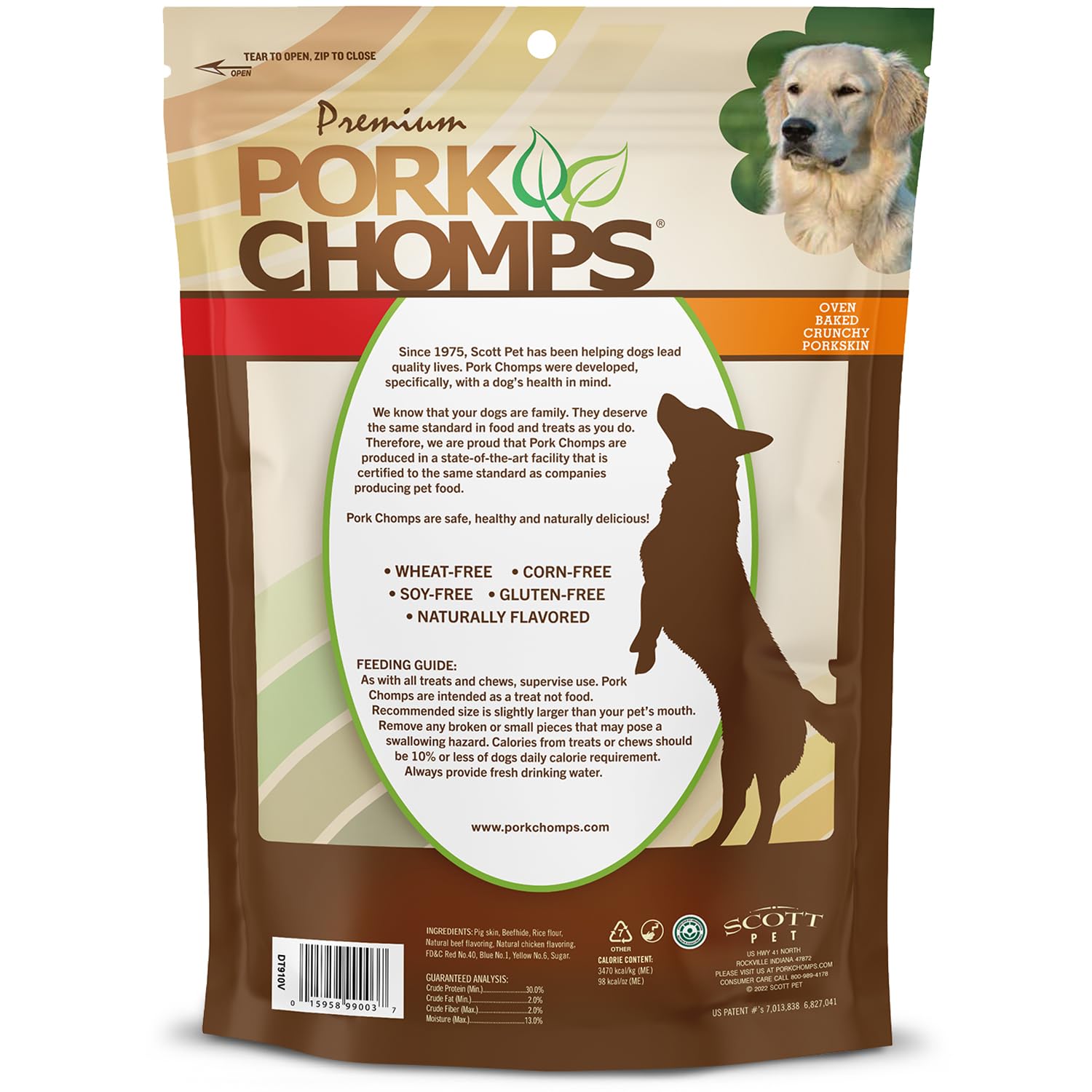 Pork Chomps suitable for small to large dogs.