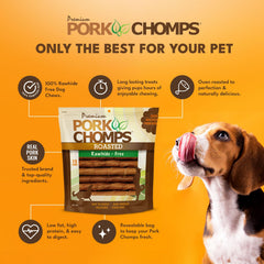 Pork Chomps Roasted Twists in hand shows convenient 6-inch size.