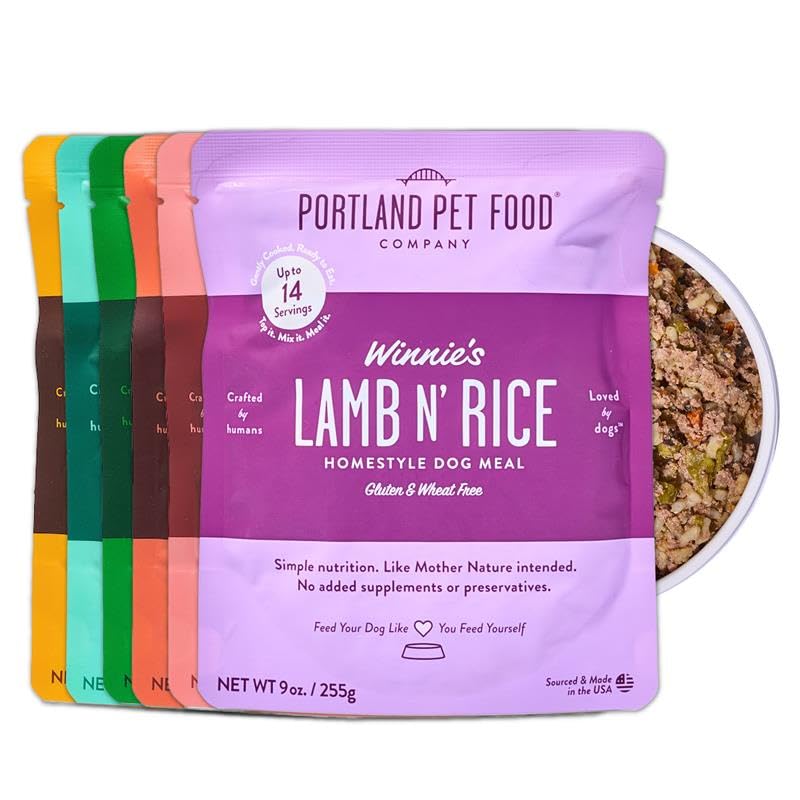 Portland Pet Food Company pouch seal shows shelf-stable, convenient nutrition for dogs