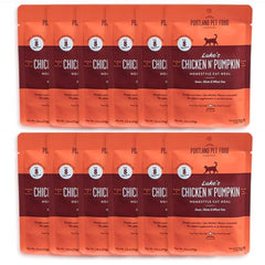 Portland Pet Food Company Luke's Chicken N' Pumpkin pouch front view highlights premium, human-grade nutrition.