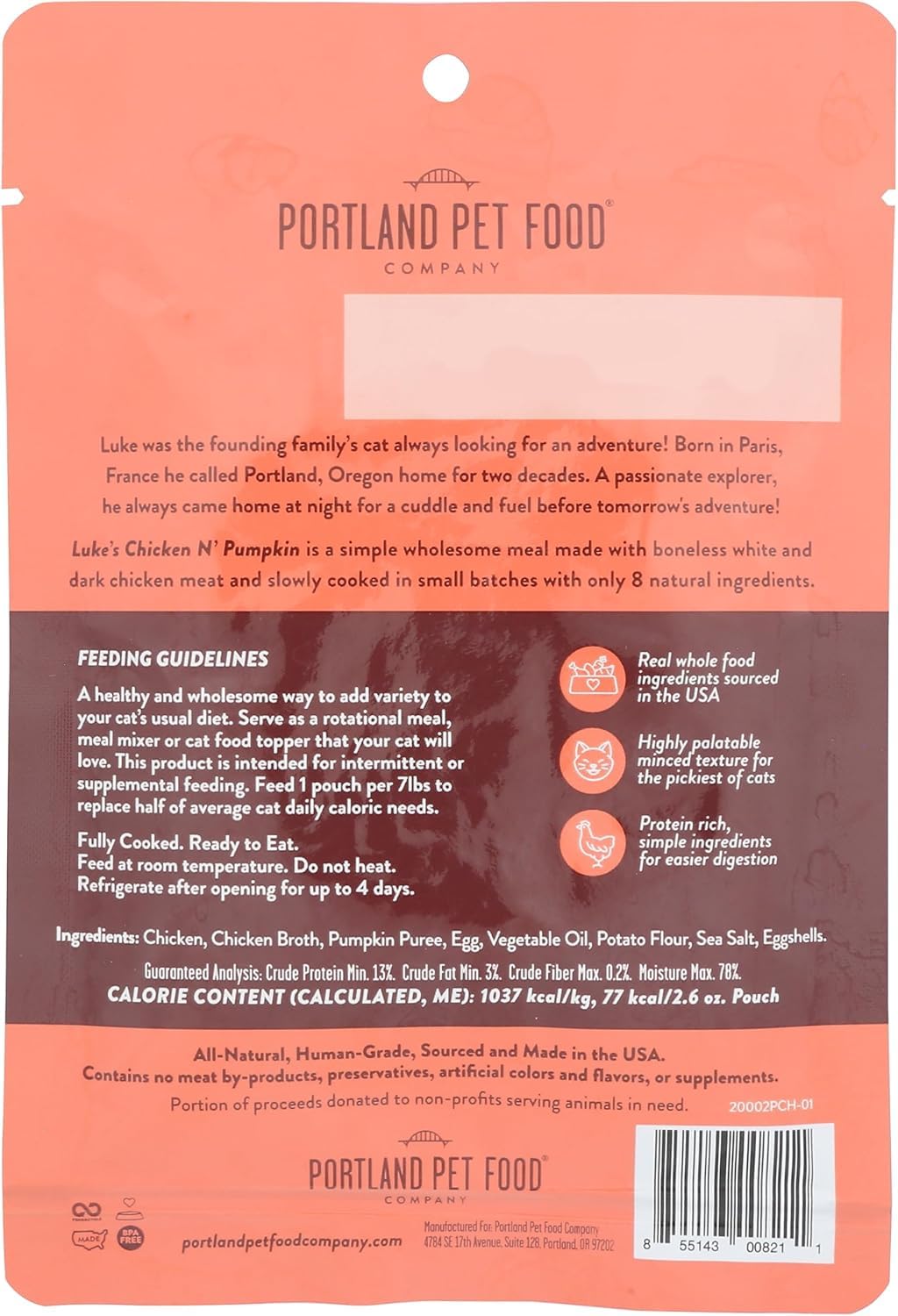 Portland Pet Food Company charity note image highlights shelter donations.