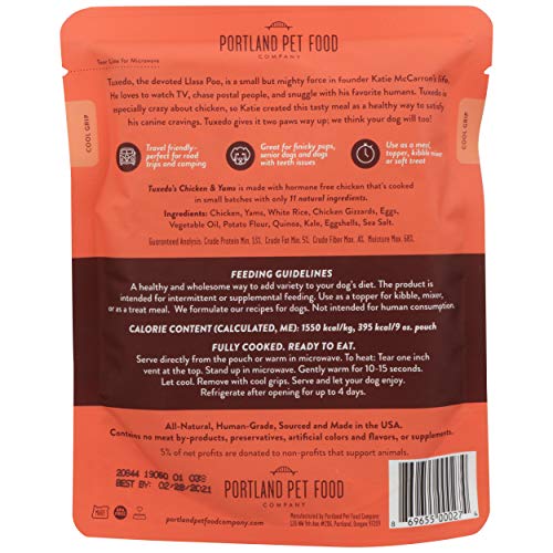 Portland Pet Food Company Tuxedo's Chicken and Yams served in bowl for meal-time satisfaction