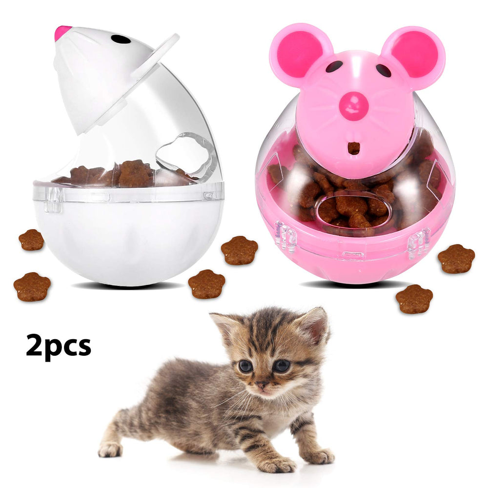 Portown Lightbox cat food ball white side view highlights sleek tumbler style.