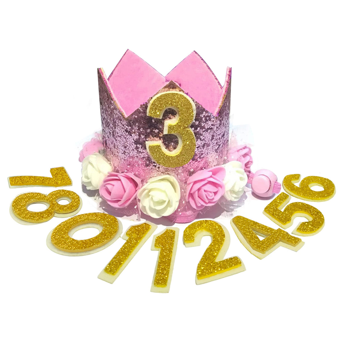 POSAPET dog birthday hat pink sequins; ideal party prop and photo moment.