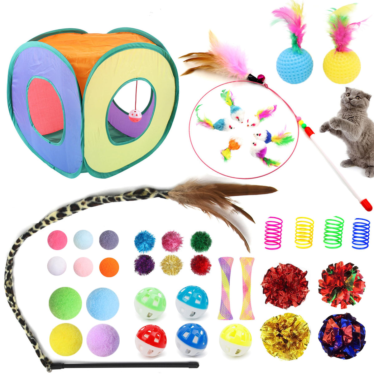 POSAPET rainbow cat tunnel offers multi-color entry for curious kittens and indoor play.