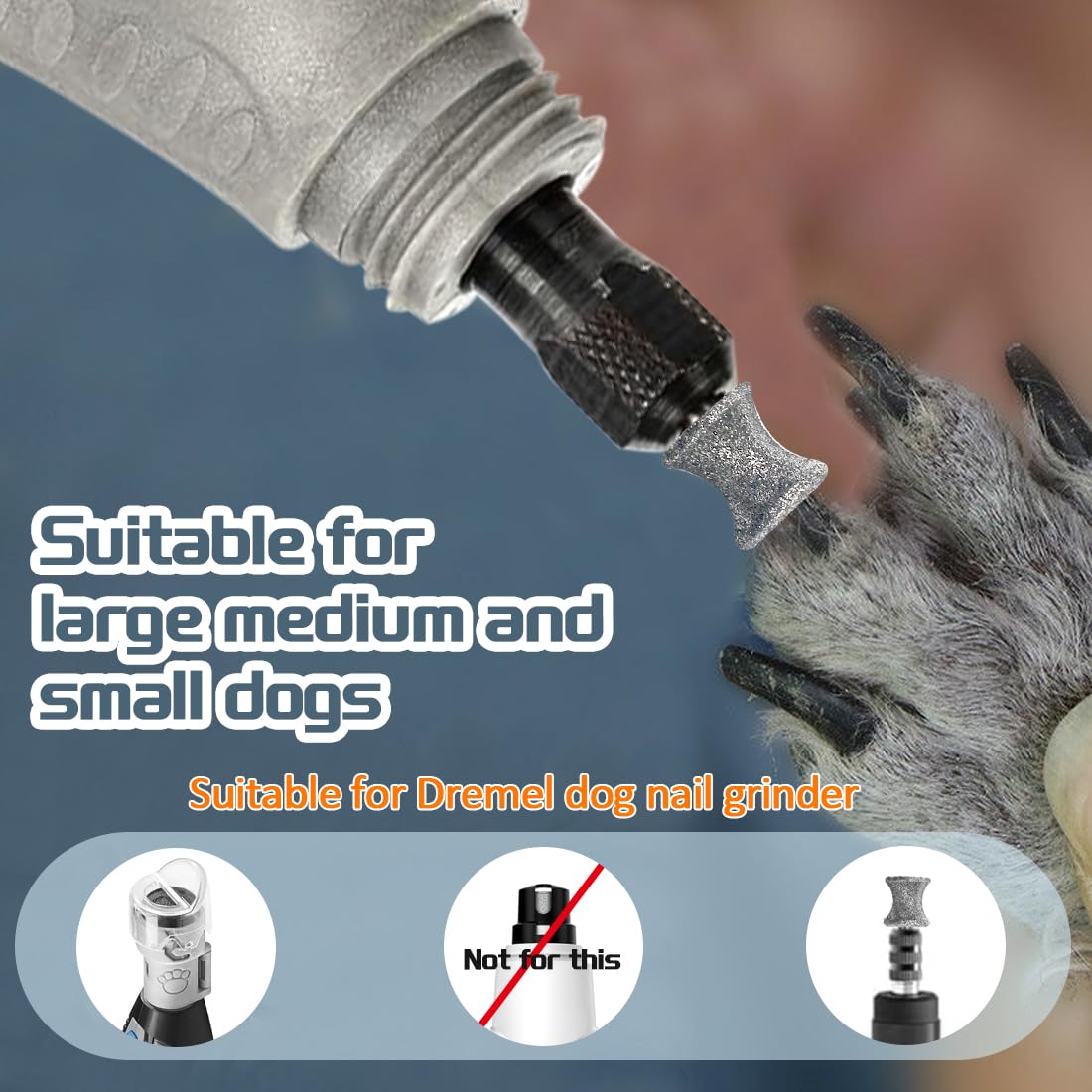 Posinda curved-design grinder head smoothing dog nails during grooming