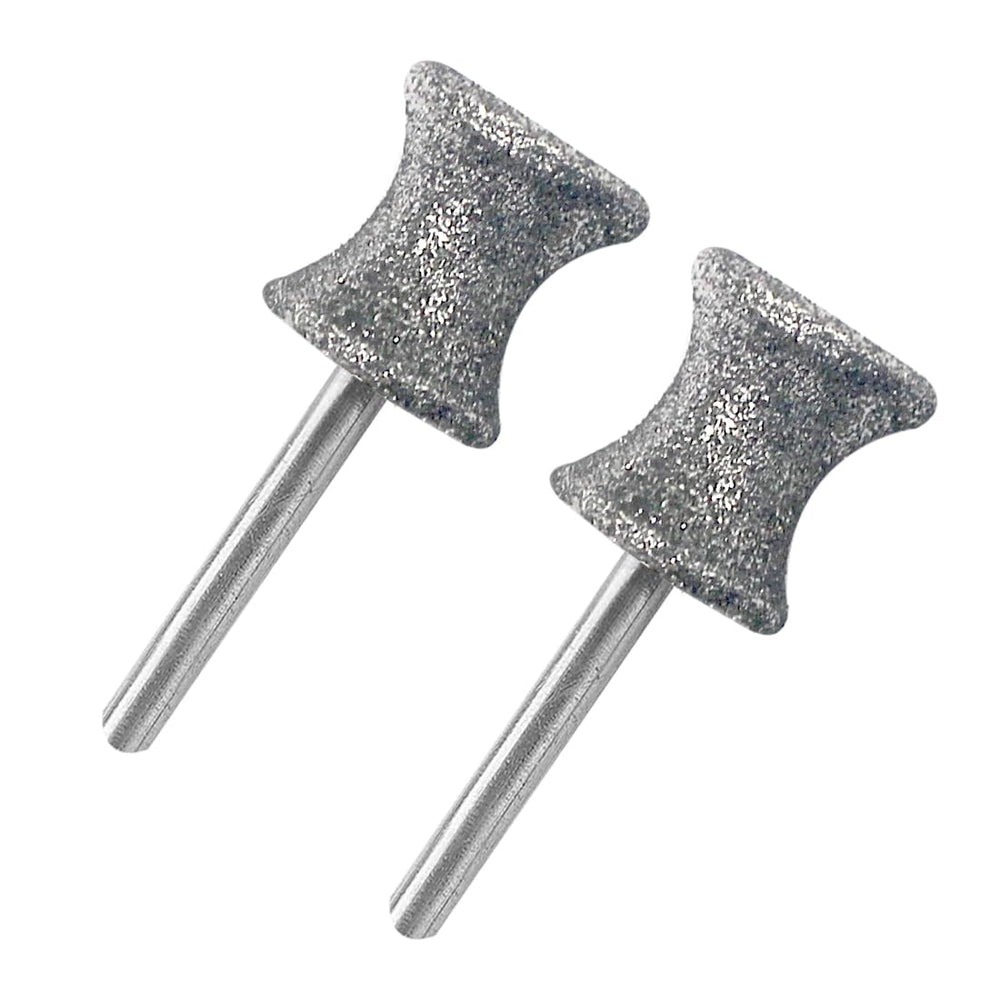 Posinda diamond rotary nail grinder bits for dogs in closeup showing smooth edges for safe trimming