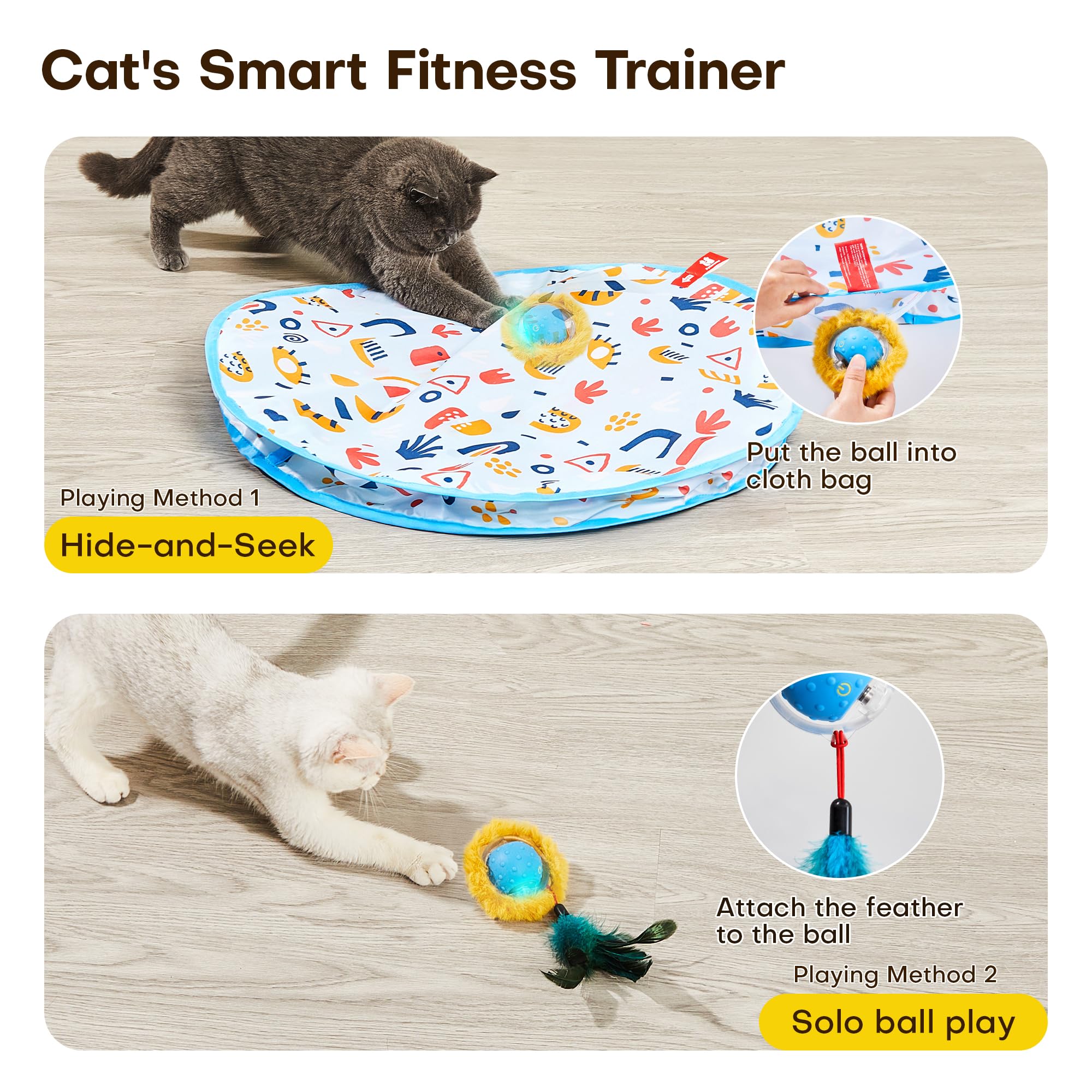 Potaroma cat-toy auto ball motion activates engaging play sessions.