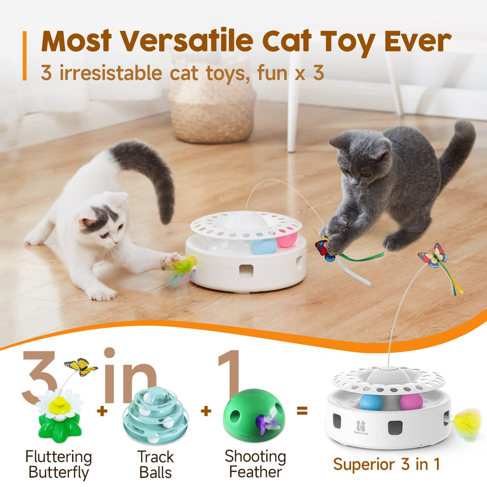 Potaroma moving feather toy engages cats with unpredictable pops and swats.
