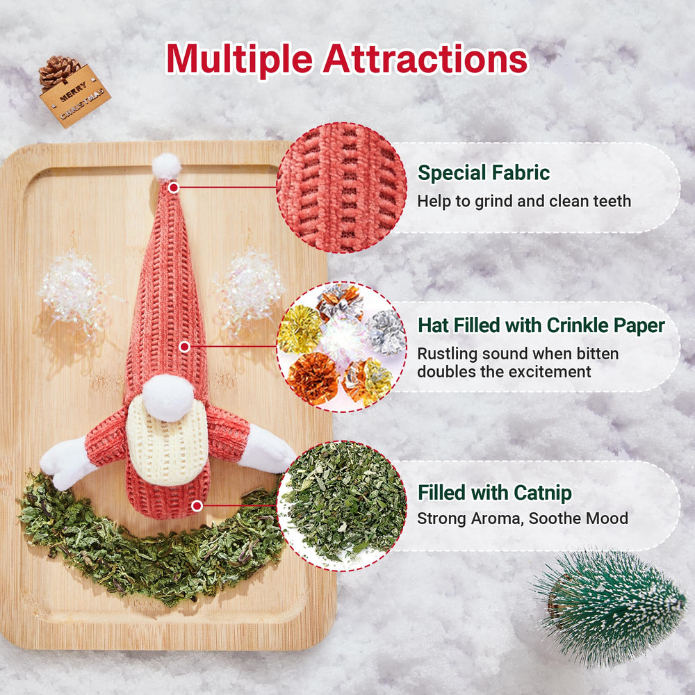 Potaroma cat toys catnip crinkle Santa Claus toy with catnip for playful chewing.