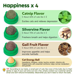 Potaroma catnip toys balls wall-adhesive securely sticks for interactive licking.