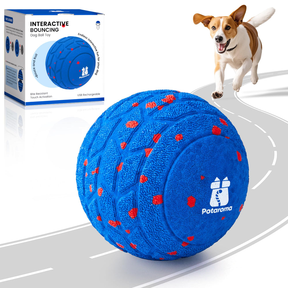 Potaroma dog ball toy front view, durable E-TPU for aggressive chewers.