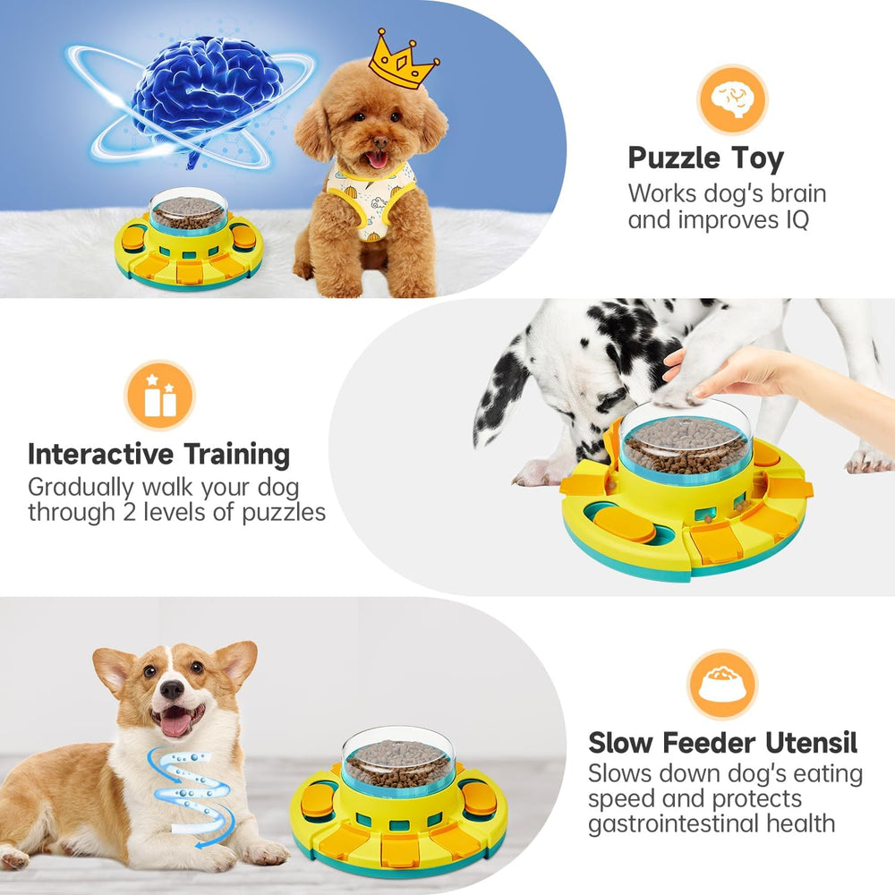 Potaroma dog puzzle toy level-2 top compartments for advanced treat-dispense play.
