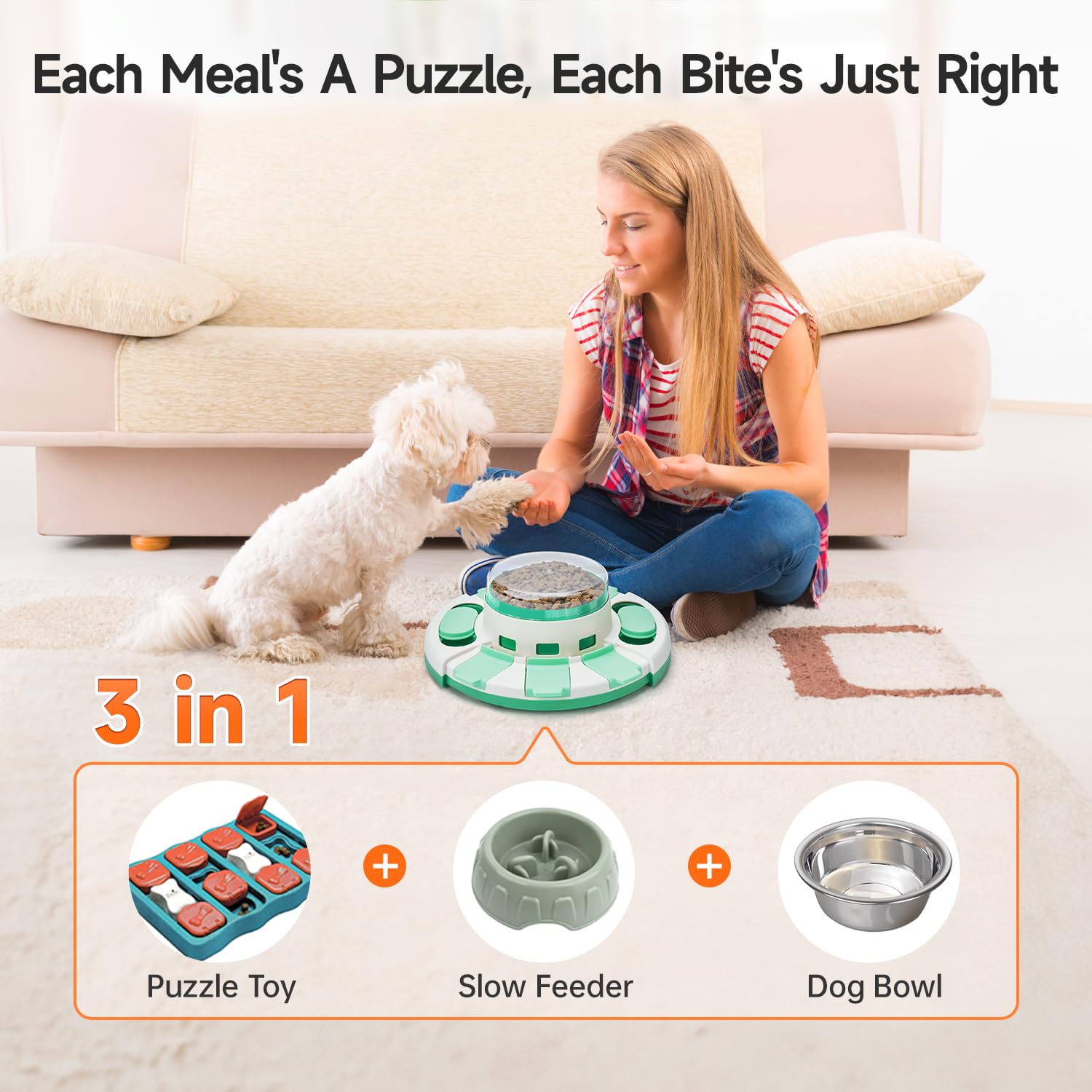 Potaroma dog puzzle toy level 2 top compartments dispensing treats
