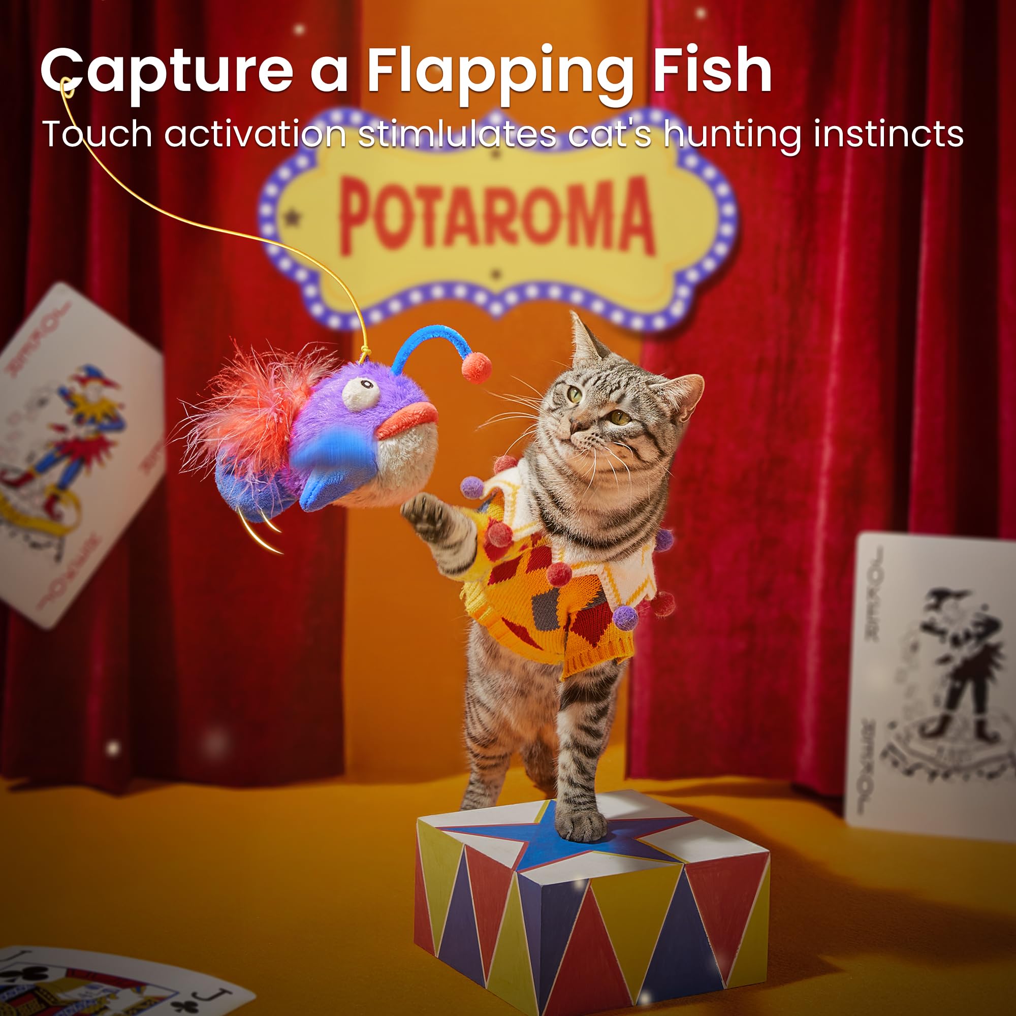 Potaroma Flapping Fish in action keeps indoor cats engaged and active