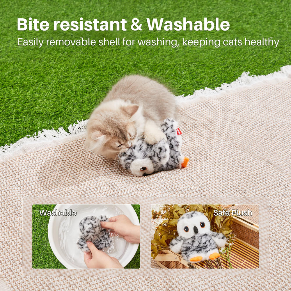 Potaroma flapping owl cat toy USB charge enables easy recharging