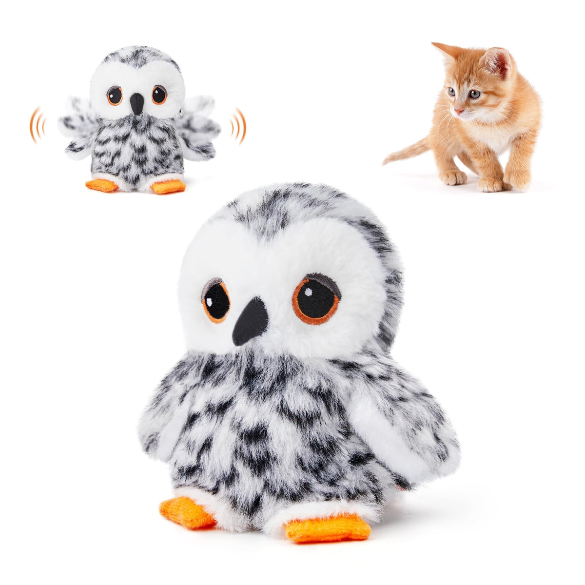Potaroma flapping owl cat toy wings in motion for engaging play and exercise