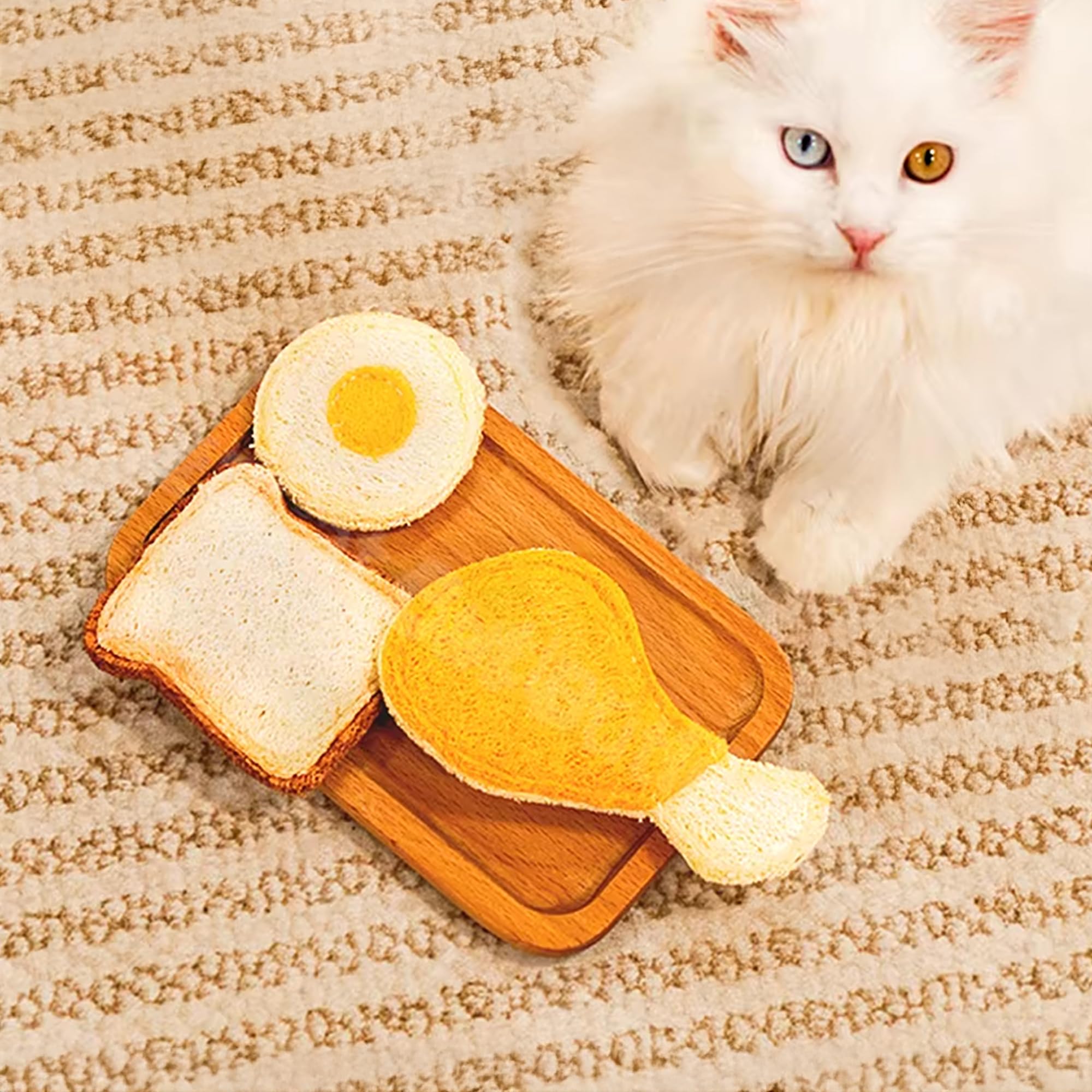 Potaroma loofah cat chew toy bone shape for engaging dental-friendly chewing.