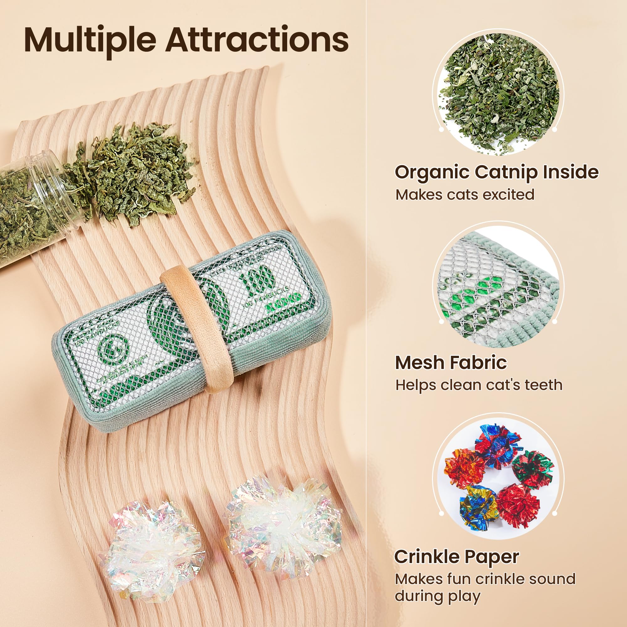 Potaroma mesh fabric cat toy designed for durable, safe play