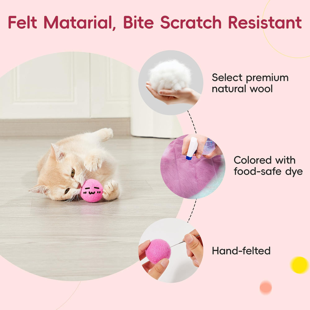 Potaroma organic-wool felt ball highlights soft texture and durable build for long-lasting play.