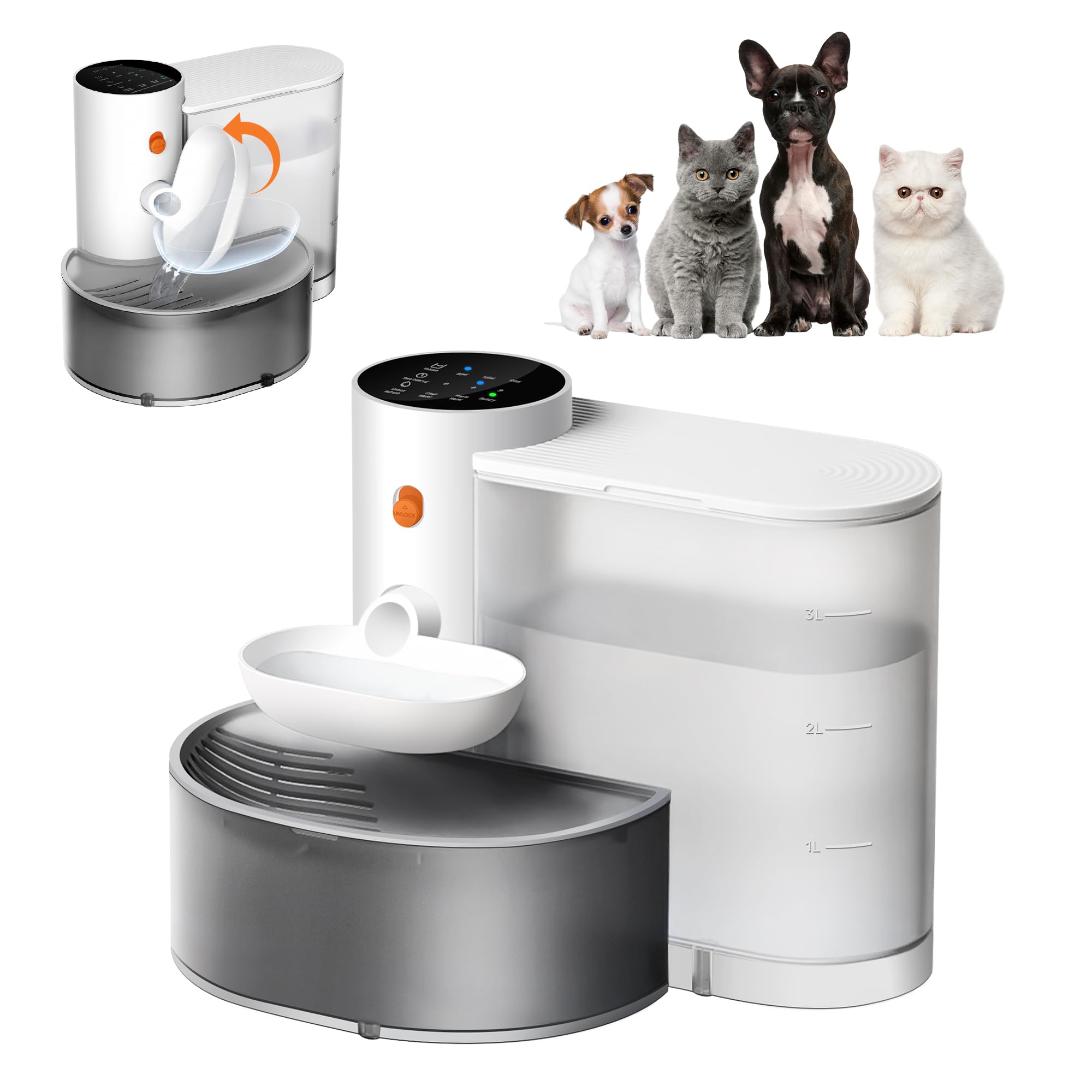 Potaroma Smart Water Fountain front view—continuous fresh hydration for pets.