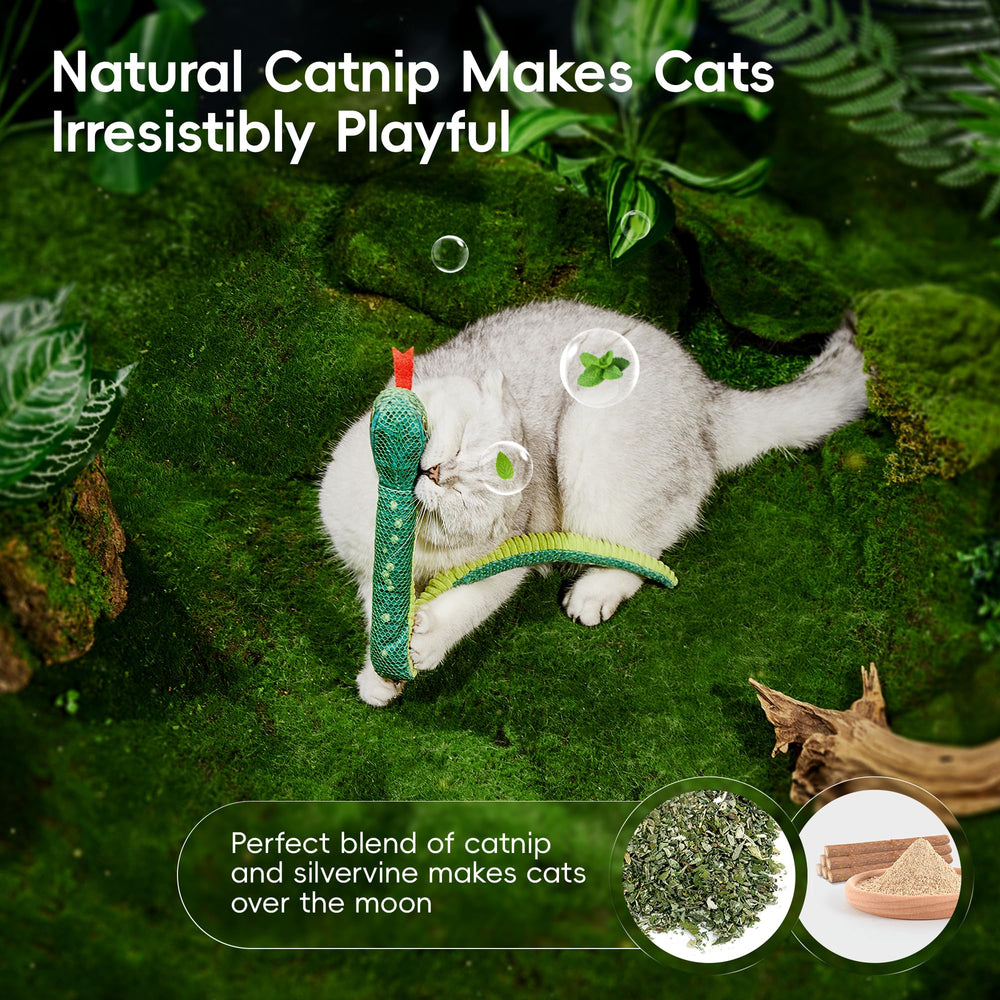 Potaroma snake toy self-play setup suits kittens and adults for solo entertainment.