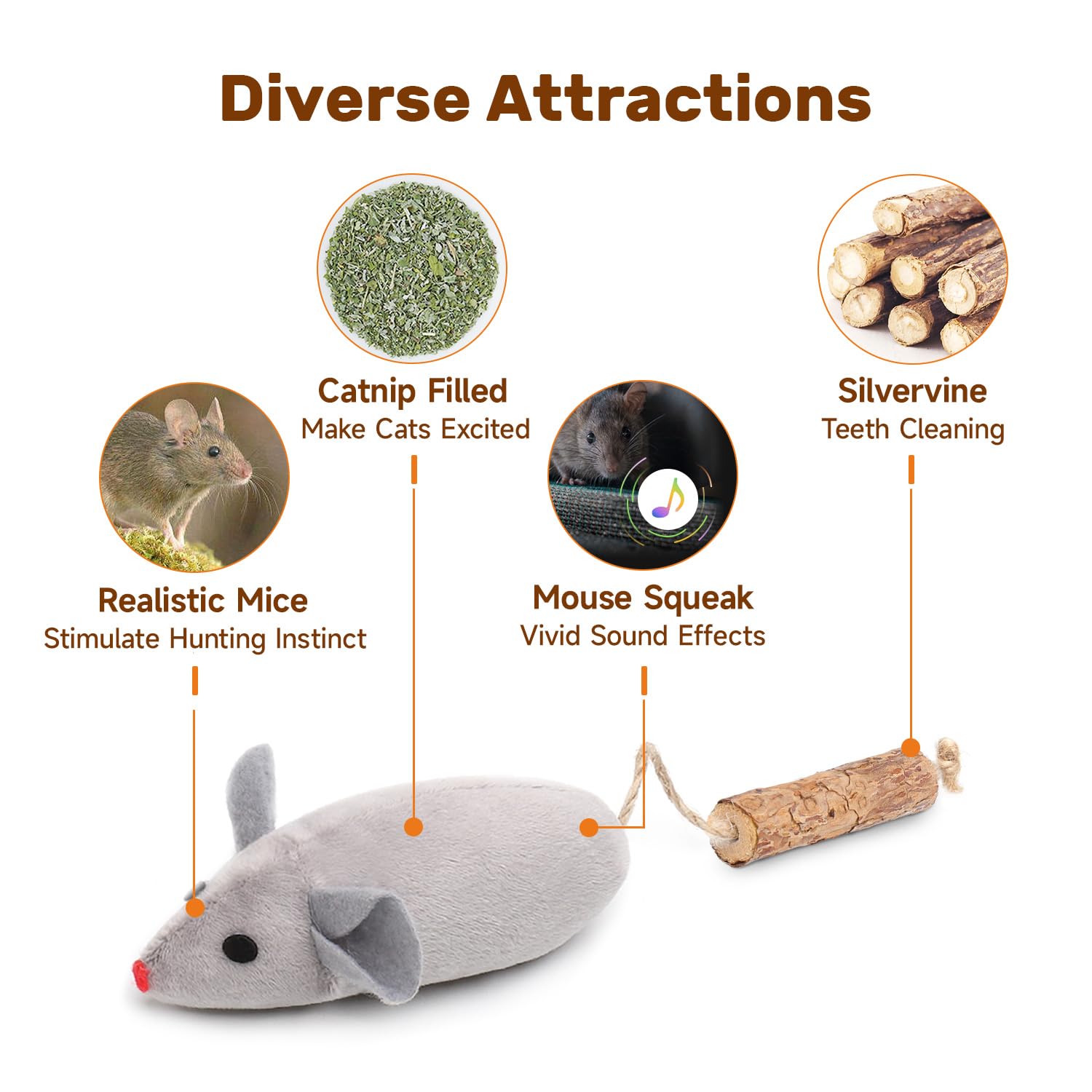 Potaroma Squeak Mice plush detail highlights soft texture for indoor play