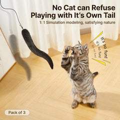 Potaroma tail-design closeup shows realistic plush tail for satisfying kitten kicking.