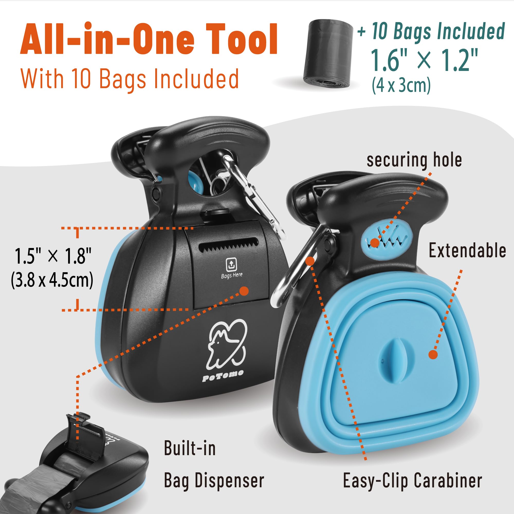 Potomo dog pooper scooper blue durable build withstands daily cleanup in parks.