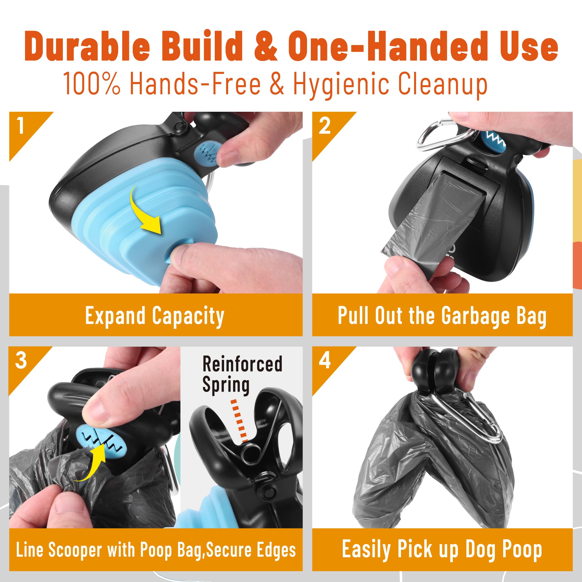 Potomo dog pooper scooper blue expandable back perfect for small to medium dogs.