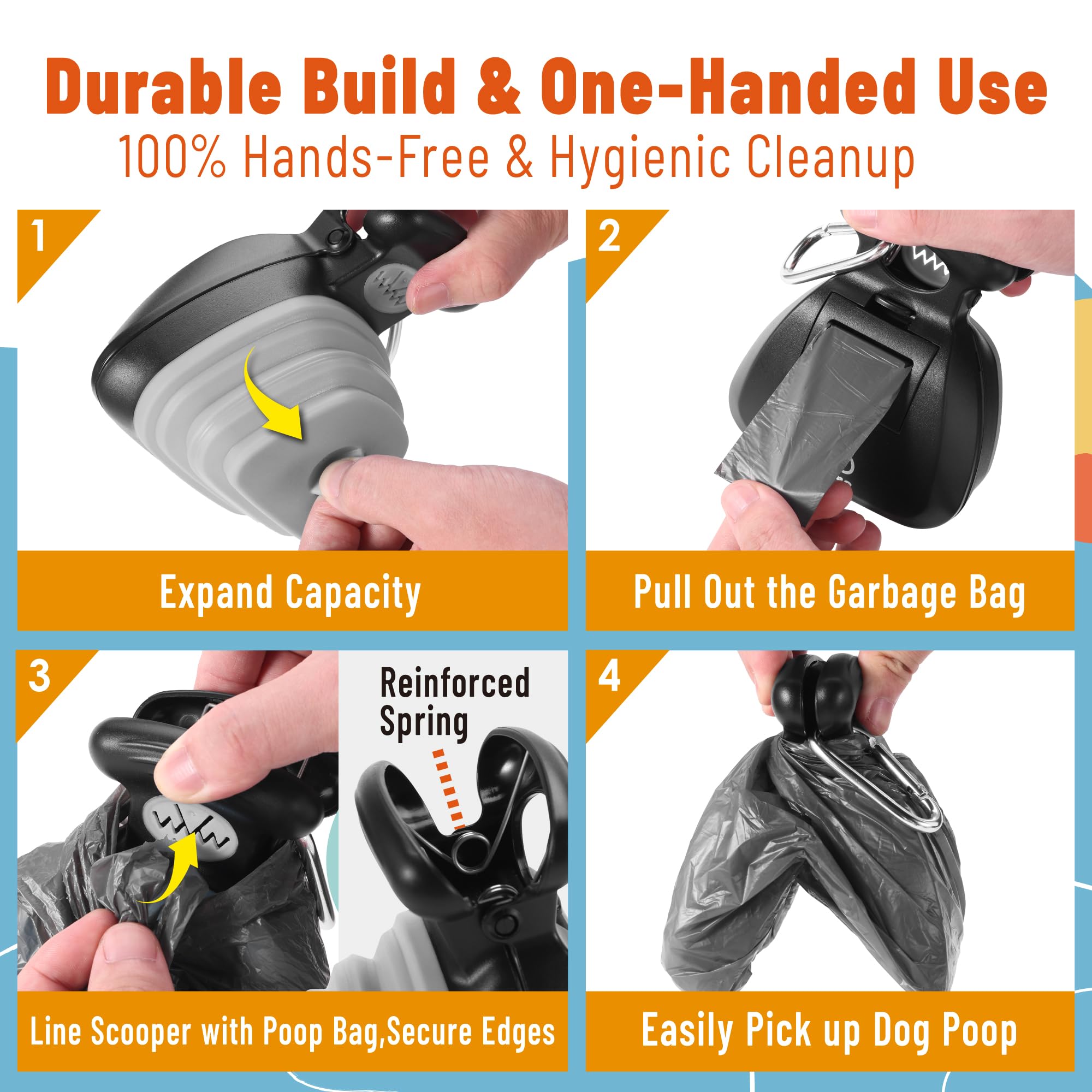 potomo bag dispenser holds 10 bags for easy replacement during outings