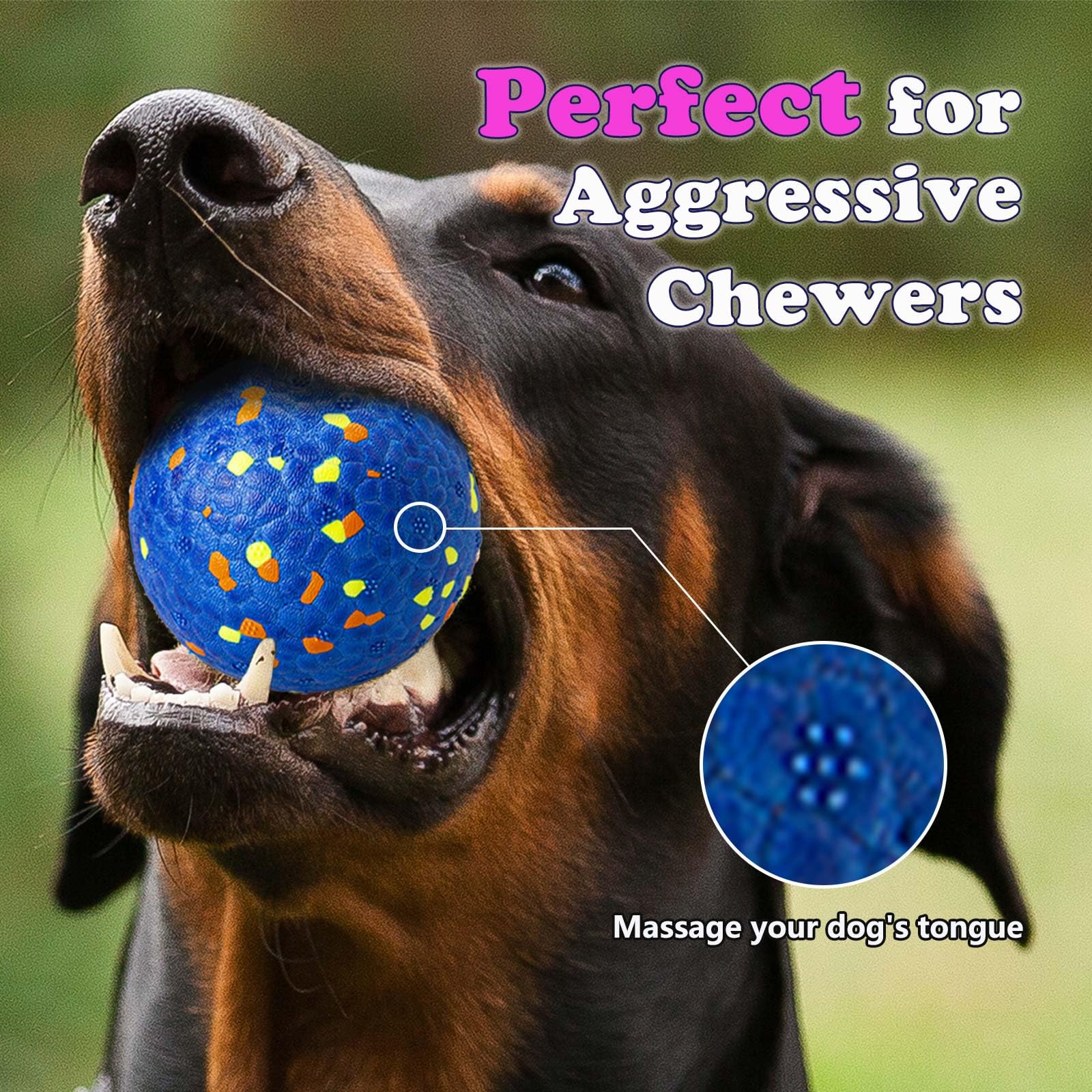 POUPUA bright color dog ball for quick spotting in grass