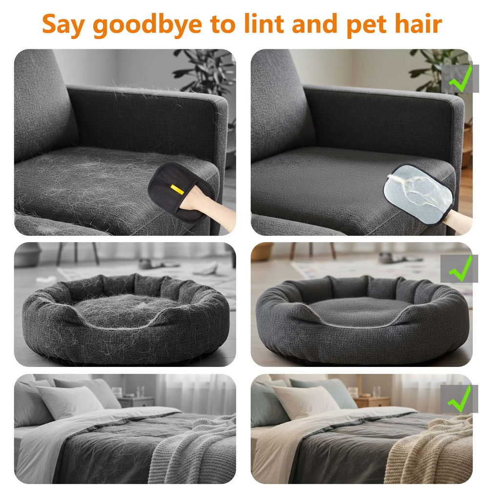 POUPUA glove cleaning couch, carpet, and car seats with fur removal