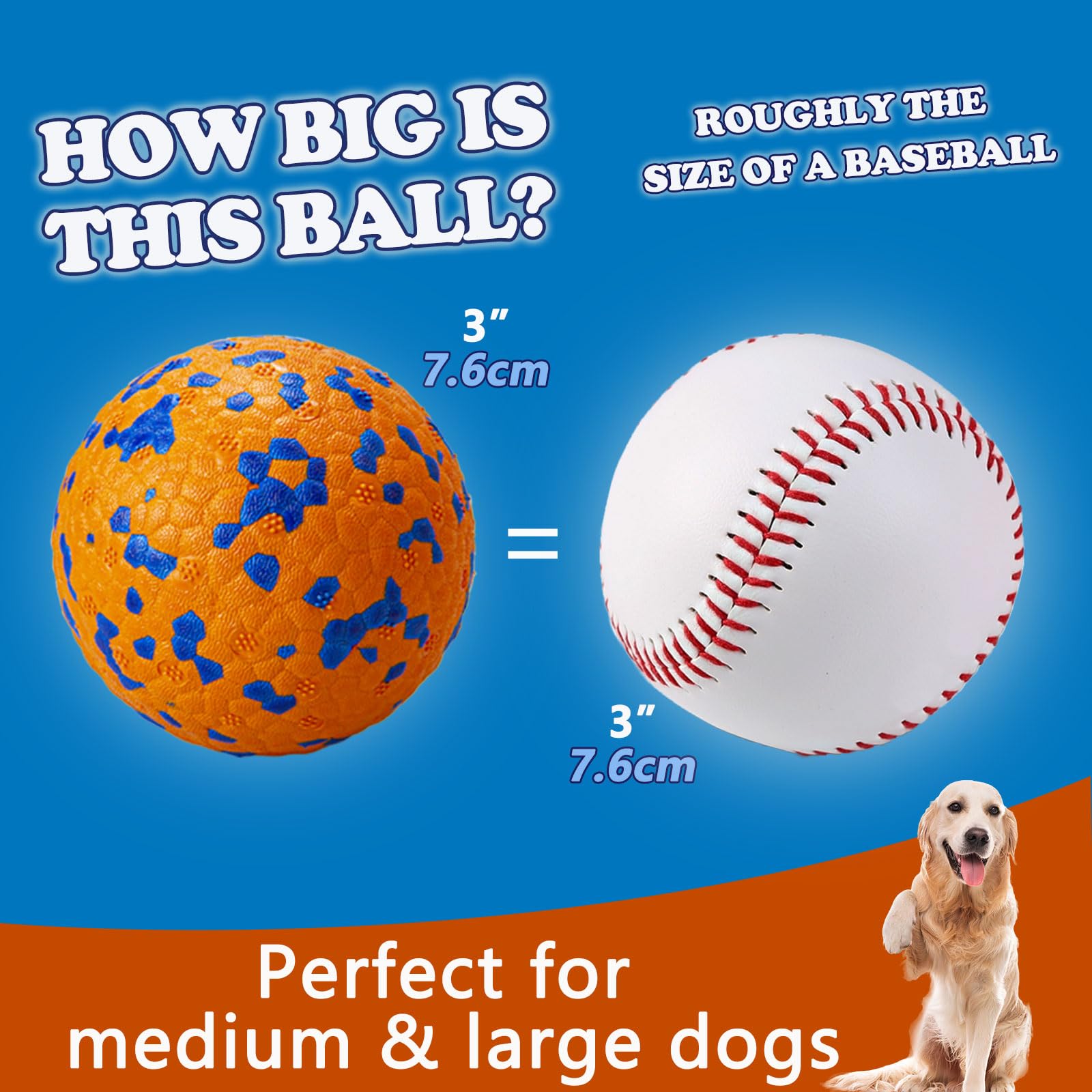 POUPUA durable ball with tear-resistance for aggressive chewers