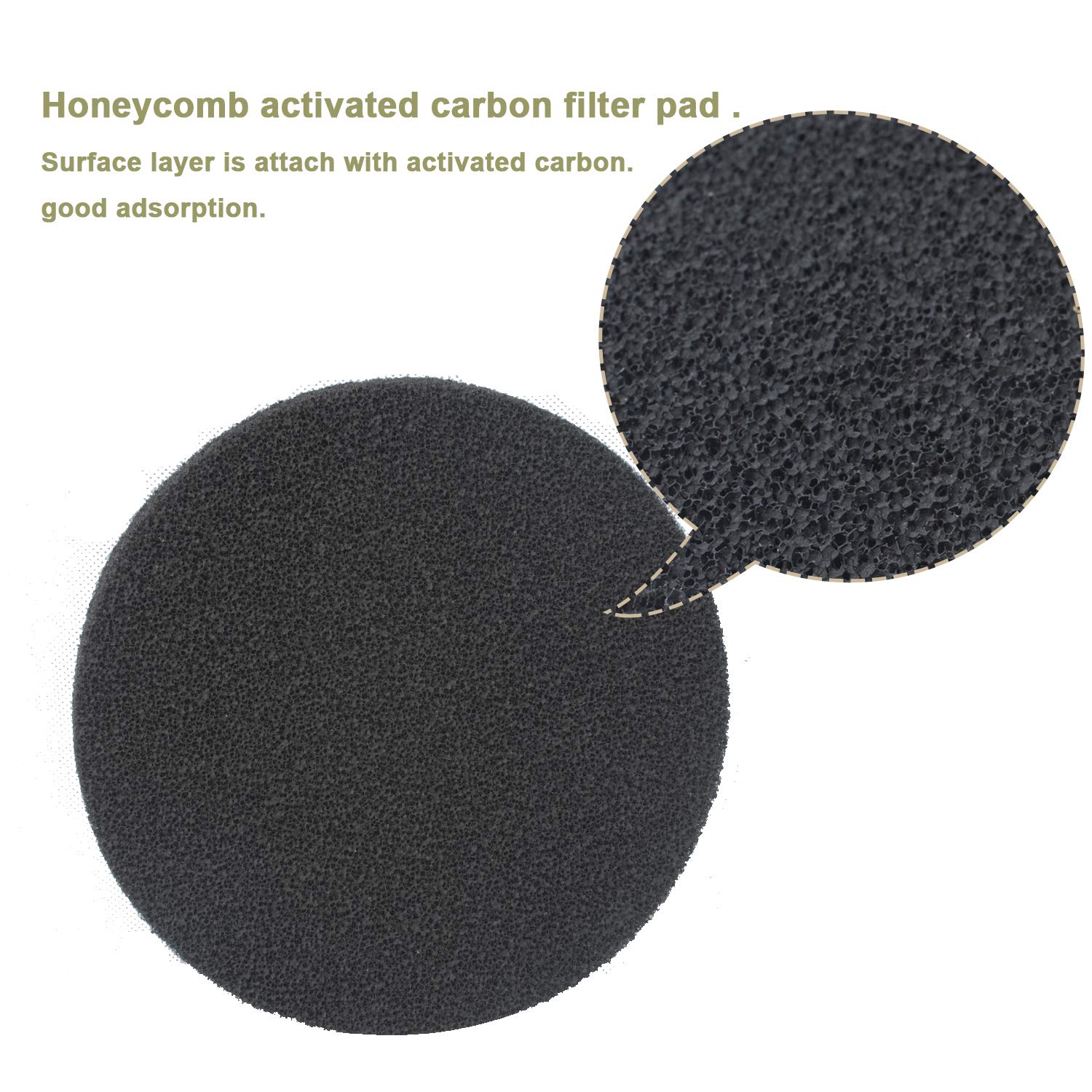 Poweka carbon pads in this view illustrate odor removal and water clarity improvements.