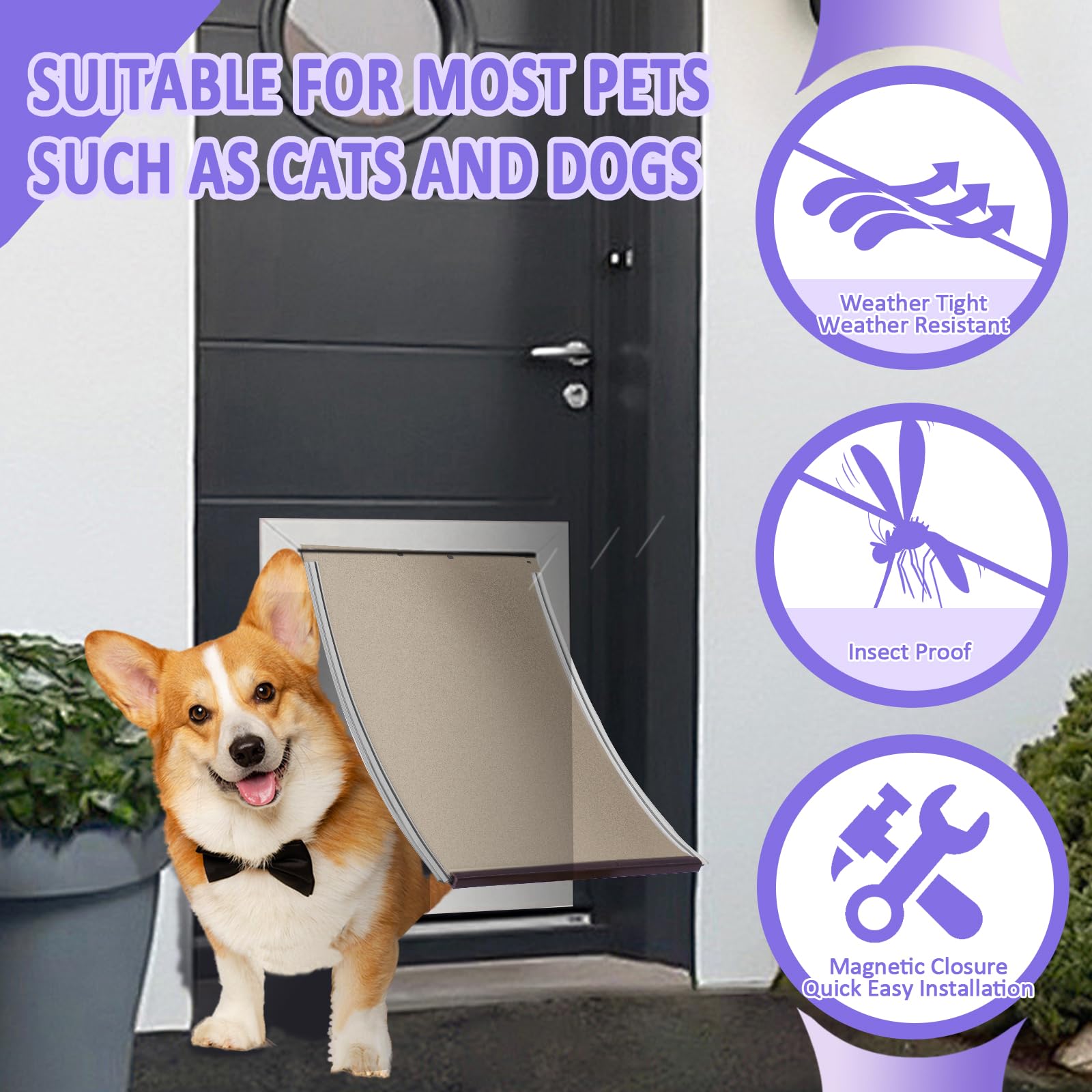 Poweka PAC11-11038 on-door installation demonstrates compatibility with Pet-Safes.